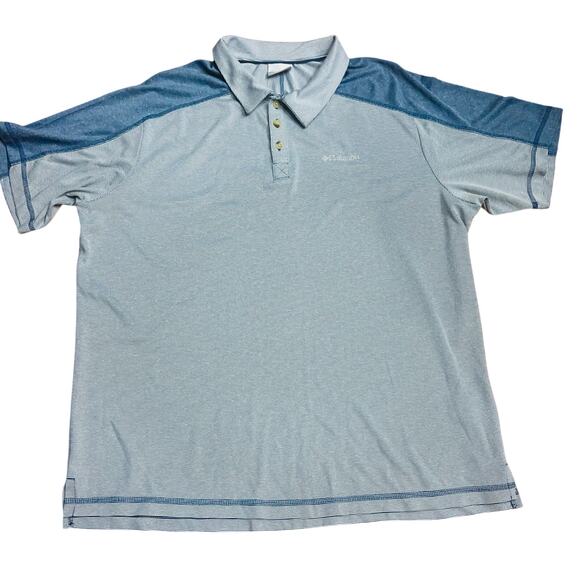 Columbia Mens Sportswear Polo Golf Shirt Blue Striped Size XL 100% Polyester - Picture 1 of 10